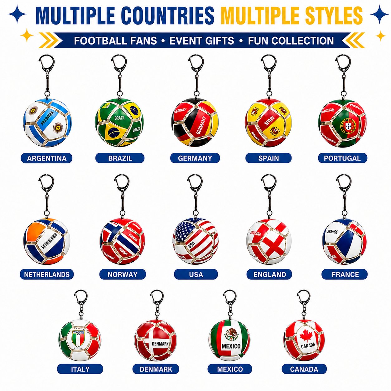 ๐โฝ Officially Licensed World Flag Soccer Fidget Keychain | Pocket Stress Relief Toy