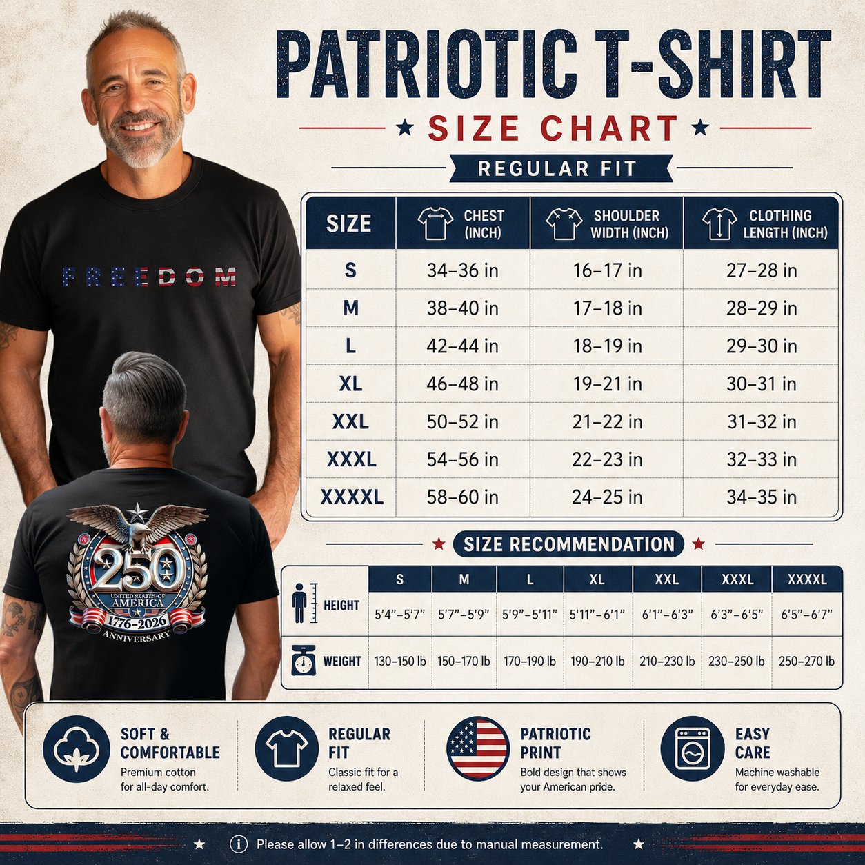 Freedom 250th Tee ๐บ๐ธ | Celebrate 1776โ2026 in Style ๐