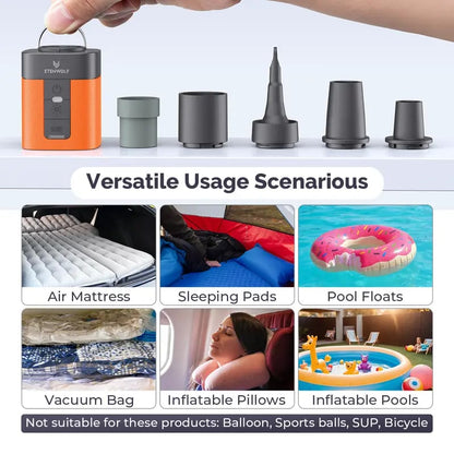 ✨Portable Mini Air Pump for Air Mattresses & Pool Floats – Fast Inflate & Deflate, Rechargeable, with LED Light