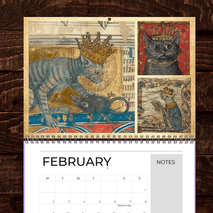 Medieval Cats with Crowns Calendar 2026