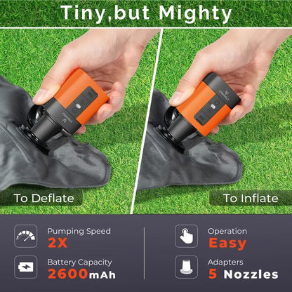 ✨Portable Mini Air Pump for Air Mattresses & Pool Floats – Fast Inflate & Deflate, Rechargeable, with LED Light