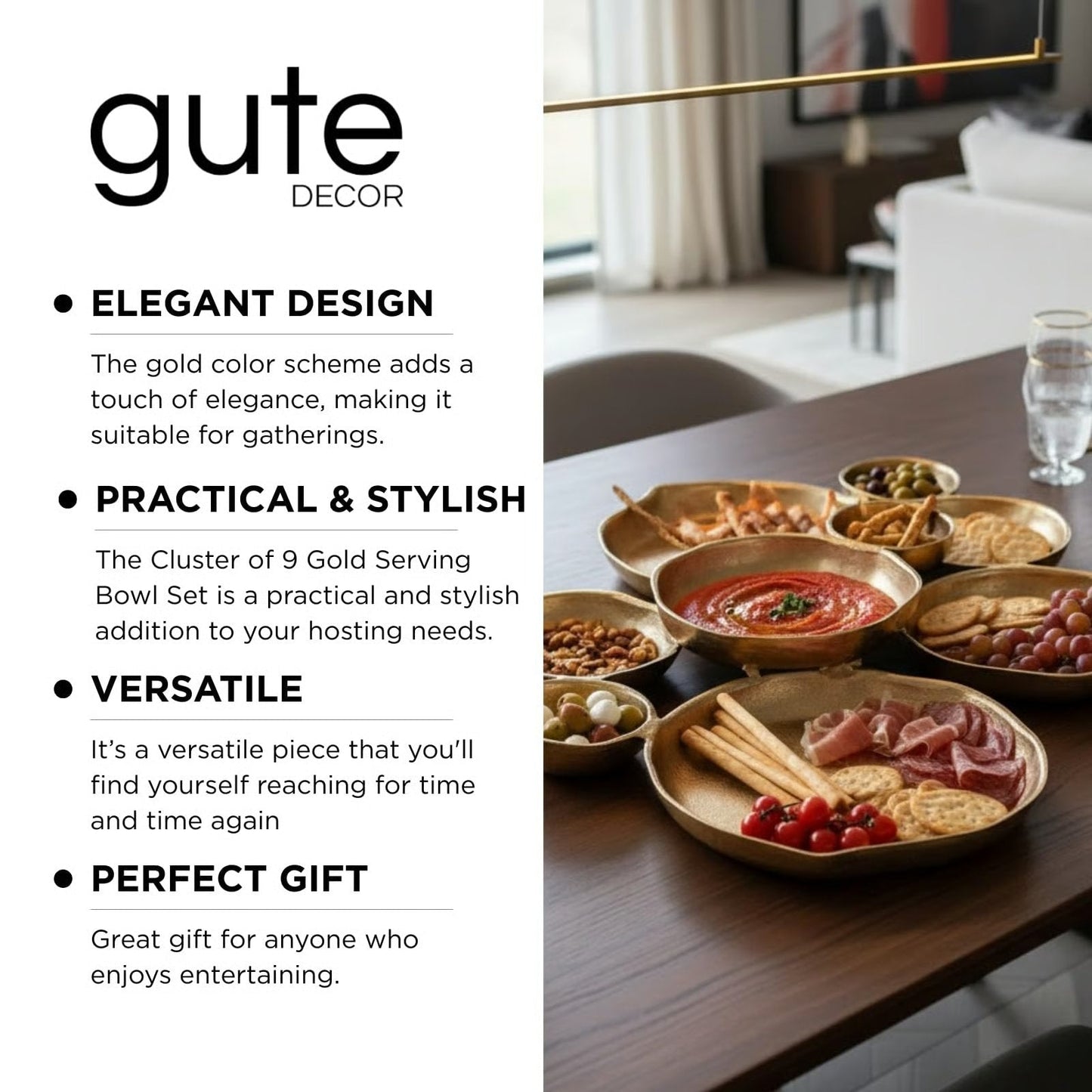 Gold 9 Cluster Decorative Bowls