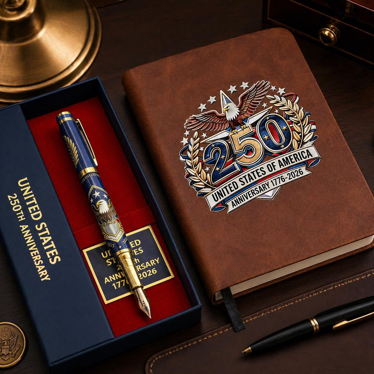 🎁Father's Day gift 一 USA 250th Anniversary Notebook & Pen Set, 1776-2026 Patriotic Gift