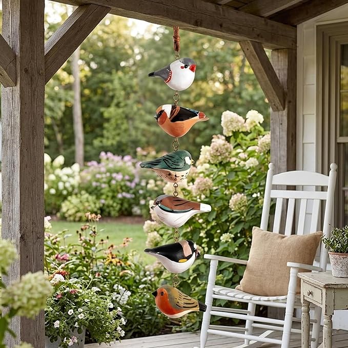 🔥50% OFF🔥 🐦 Rustic Hand Painted Wooden Bird Ornament Mobile ✨