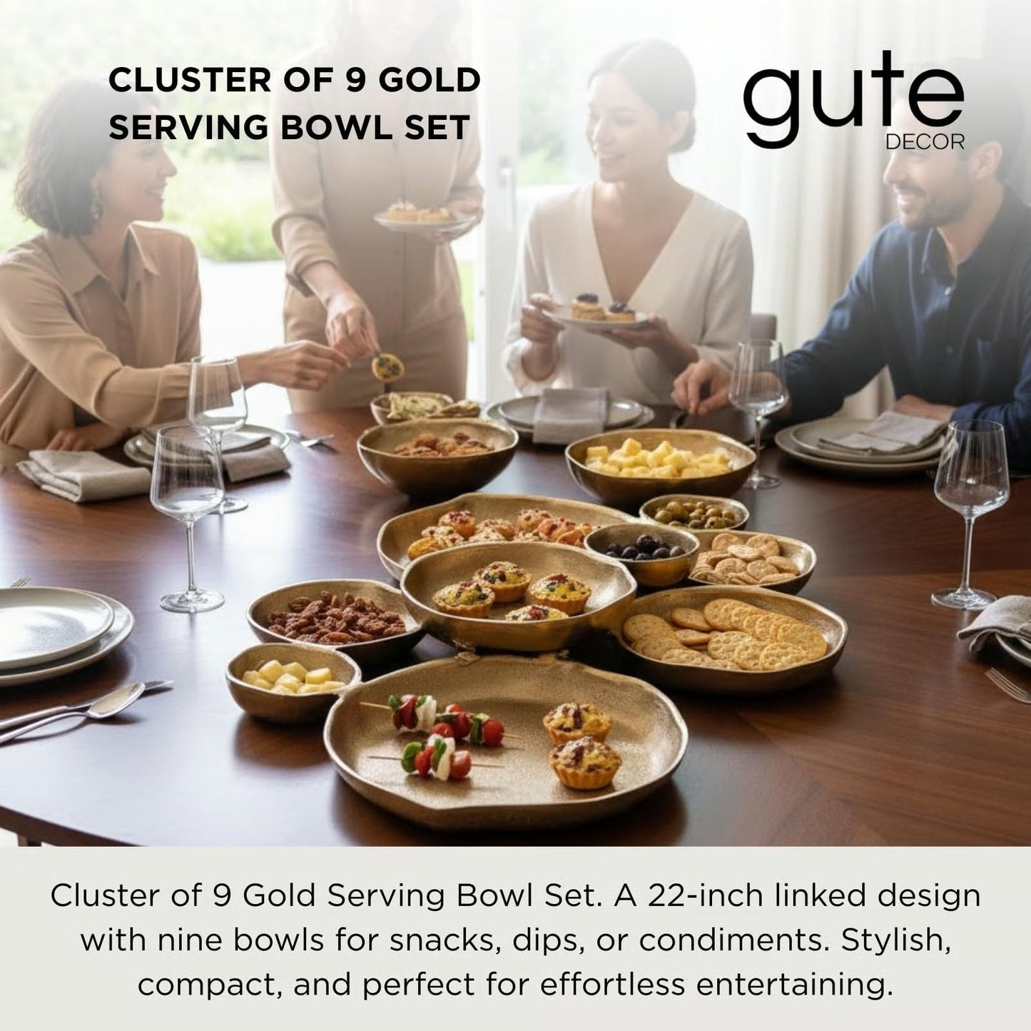 Gold 9 Cluster Decorative Bowls