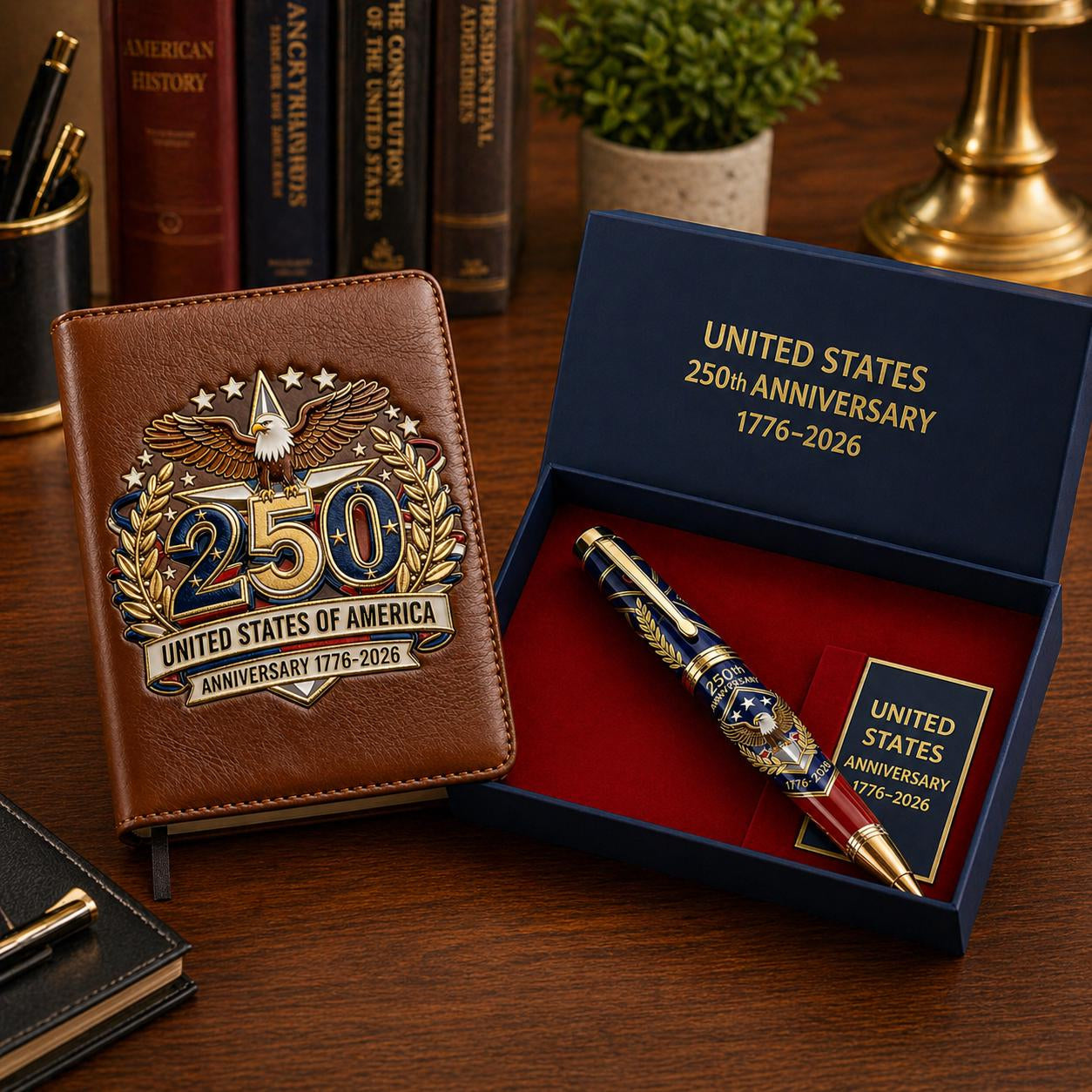 🎁Father's Day gift 一 USA 250th Anniversary Notebook & Pen Set, 1776-2026 Patriotic Gift