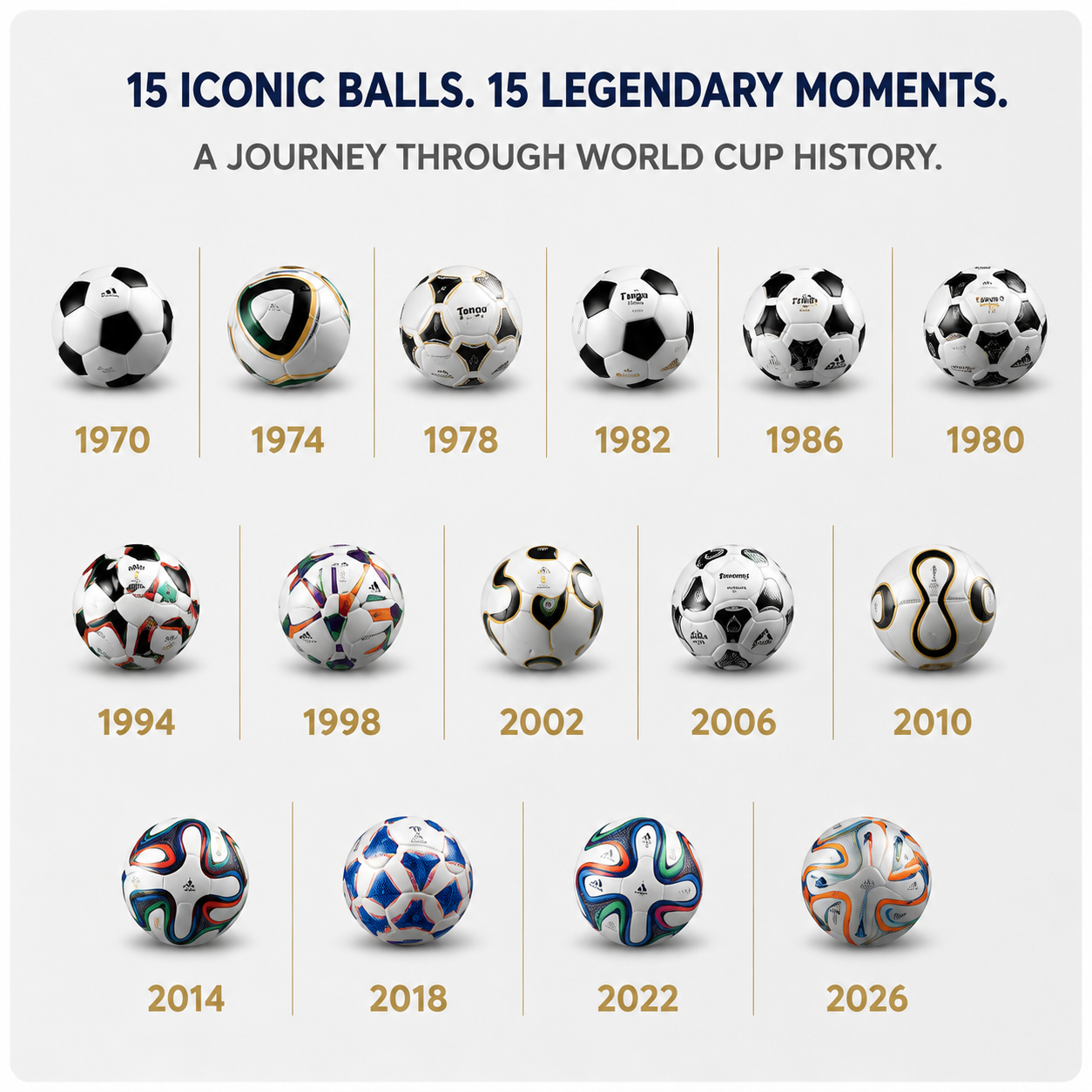 🏆Flash Sale 5K+ SOLD!⚽15 Pcs Classic Football Collectible Gift Sets from 1970 to 2026 World Football Cup