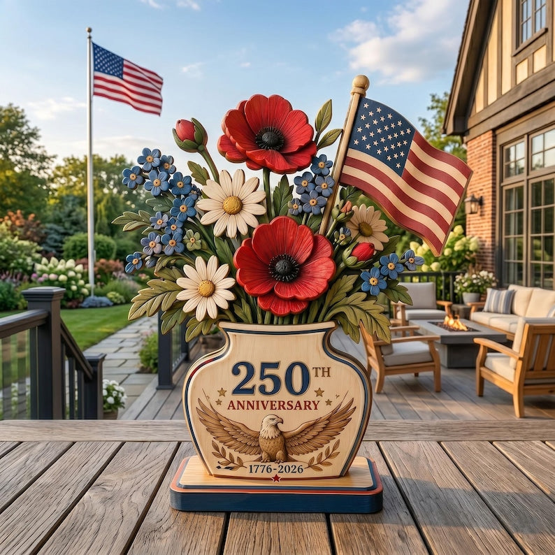 🔥50% OFF🔥 🇺🇸 250th Anniversary Patriotic Flower Wooden Block 🌸✨