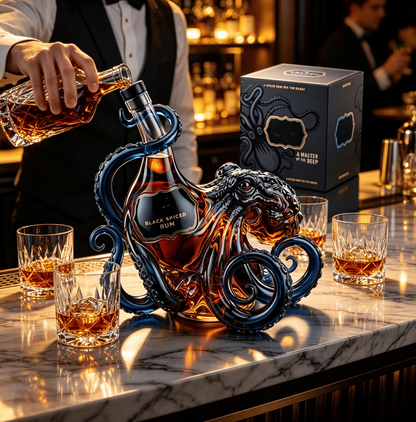 🔥 53% OFF Exclusive Drop — 3D 🐙 Octopus Collectible Rum Display Bottle | Black Luxury Statement Decanter