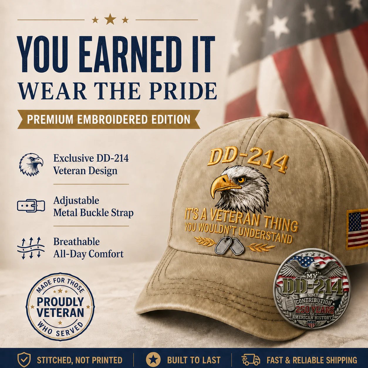 DD-214 Veteran 3D Embroidered Cap - “IT'S A VETERAN THING YOU WOULDN'T UNDERSTAND”