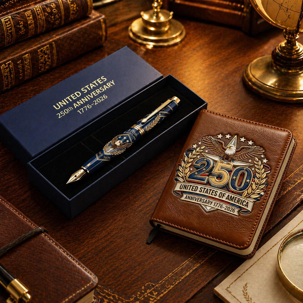 🎁Father's Day gift 一 USA 250th Anniversary Notebook & Pen Set, 1776-2026 Patriotic Gift