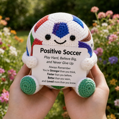 🔥Last Day: BUY 3 GET 1 FREE - ⚽ Positive Soccer Buddy|Handmade Crochet Encouragement Gift 💚