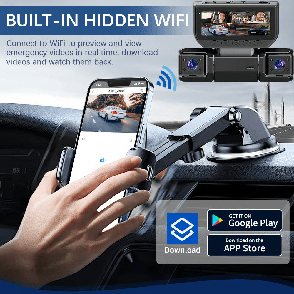 360° Car DVR WiFi 4Channels Dash Cam Video Recorder(SD card is not included)
