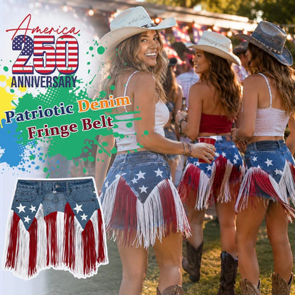 🔥Last Day 55% OFF-USA 250th Anniversary Patriotic Denim Fringe Belt