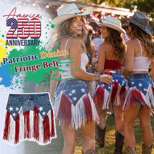 🔥Last Day 55% OFF-USA 250th Anniversary Patriotic Denim Fringe Belt