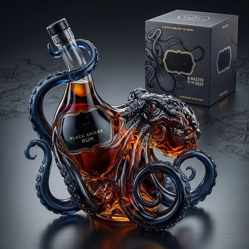🔥 53% OFF Exclusive Drop — 3D 🐙 Octopus Collectible Rum Display Bottle | Black Luxury Statement Decanter
