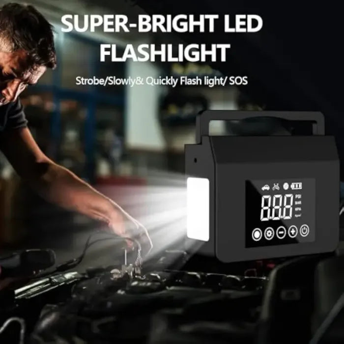 【Hieha】Spring Outing Portable Car Jump Starter, 4000A Car Battery Jump Starter with 150PSI Tire Inflator, 12V Car Battery Jump Starter, 15000mAh Power Bank, with LED Light，Mother's Day gift